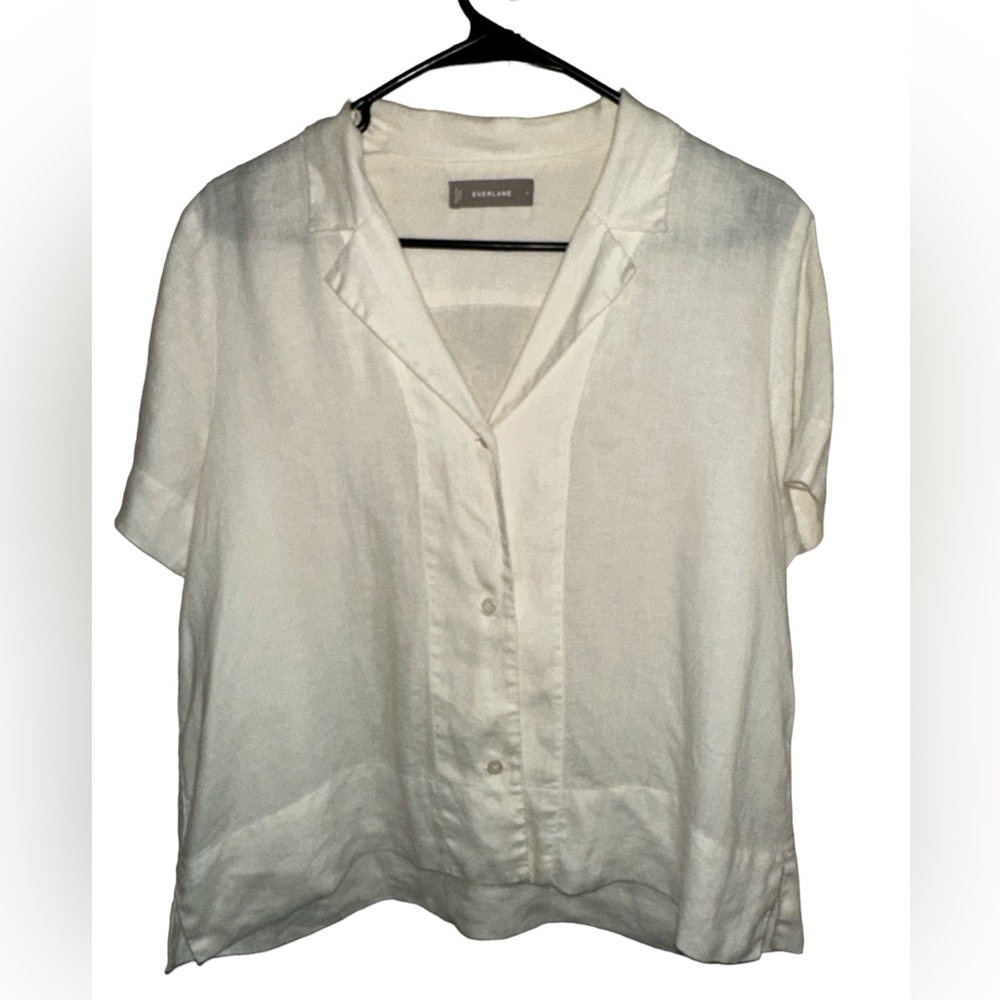 EVERLANE 100% LINEN SHORT SLEEVE BUTTON UP SIZE 4